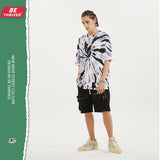 Men's Summer Stitching Loose Short Sleeve Large Size Loose Retro Sports Top Coat T-shirt Men Top