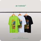 Men's Spring and Summer Short Sleeves plus Size Vest Loose Retro Sports T-shirt Men Top