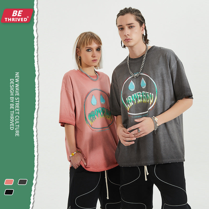 Men's Summer Short Sleeve Large Size Loose Retro Sports Top Vest T-shirt Men's Men Top