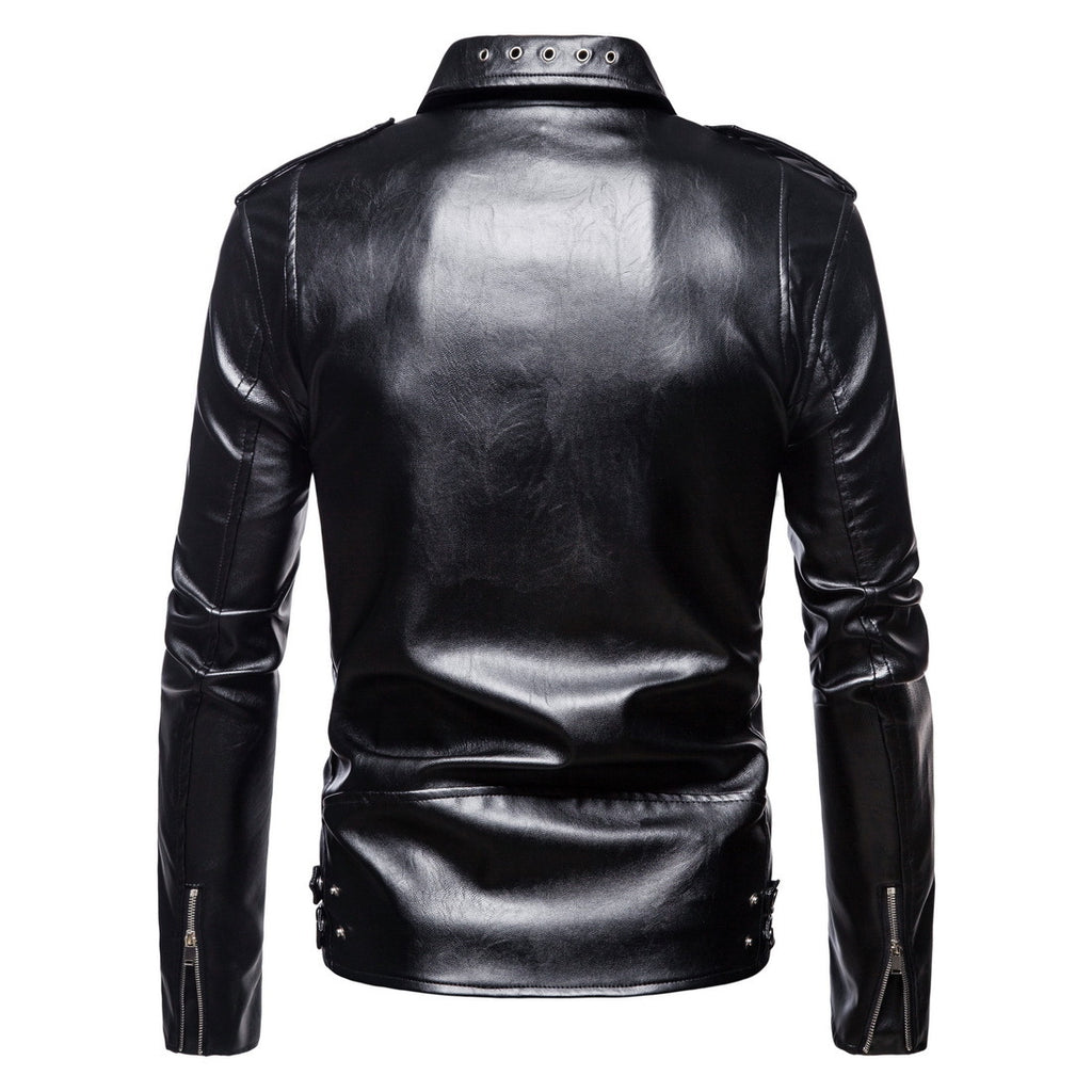 Men's Autumn plus Size Men's Lapel Men's Motorcycle Leather Jacket PU Leather Jacket Coat Men Winter Outfit Casual Fashion