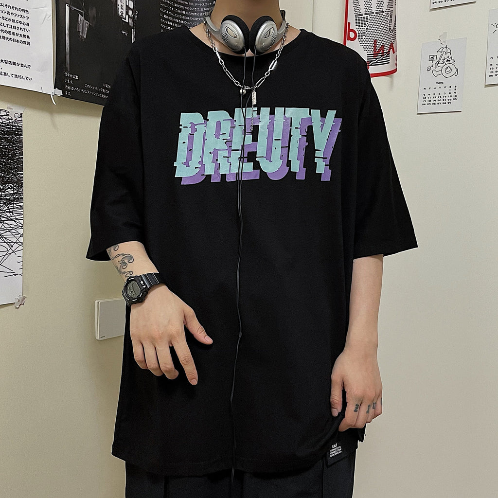 Harajuku Clothing Men's Tshirt Classic Retro Shirts Printed Loose Short Sleeve Couple T-shirt Men and Women