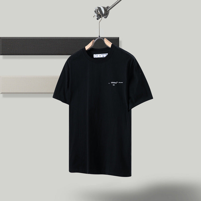 Ow Men'S And Women'S Short Sleeve Tshirt Cotton Back Arrow Round Neck Loose Owt