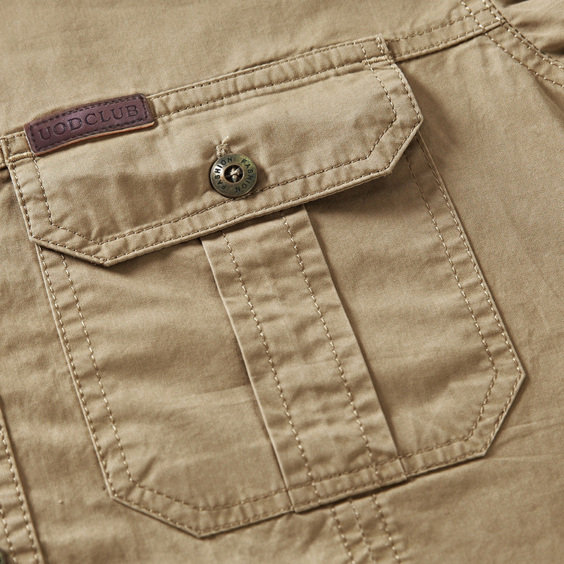 Military Pure Color Pocket Men Short Sleeve Slim Fit Shirt Pilot Cotton Shirts Air Force Shirt Summer Workwear Men's Short-Sleeved Shirt Outdoor Large Size Casual Pure Cotton Shirt Men