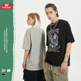 Men's Summer Retro plus Size Loose Top Casual Art Style Short Sleeve T-shirt Men's Top