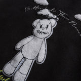 Varsity Jacket for Men Baseball Jackets Men's Spring Hip Hop Cool PU Leather Sleeve Stitching Cartoon Bear Printed Jacket Baseball Uniform