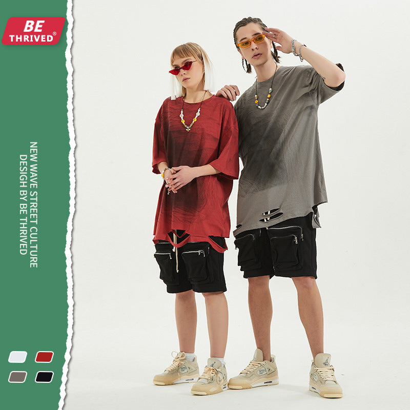 Men's Spring and Summer Short Sleeve plus Size Loose Top Sports Casual Vest T-shirt Men's Top