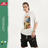 Men's Spring and Summer Short Sleeves plus Size Vest Loose Retro Sports T-shirt Men Top