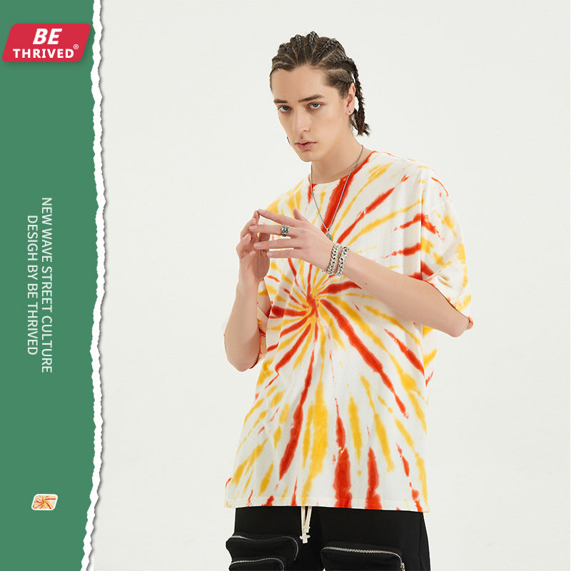 Men's Summer Loose Short Sleeves plus Size Retro Sports Top T-shirt Men's Top