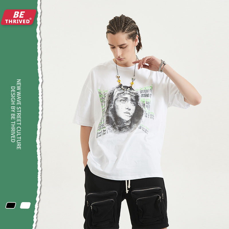 Men's Summer Short Sleeve Large Size Loose Retro Sports Top Coat T-shirt Men Top