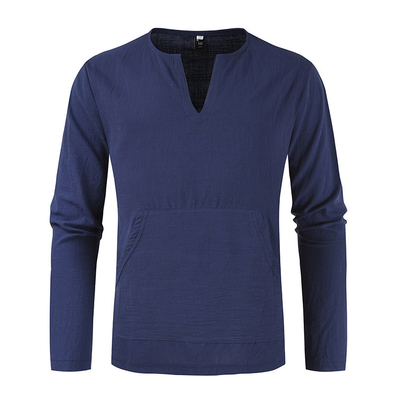 Men Shirt Fashion Slim Fit Shirt Short Sleeve Shirt Large Size Casual Top Summer Casual Linen Loose Long-Sleeved T-shirt Blouse