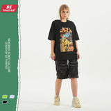 Men's Spring and Summer Short Sleeves plus Size Vest Loose Retro Sports T-shirt Men Top