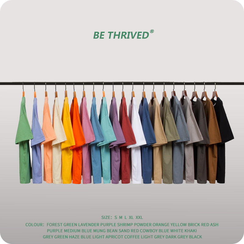 Men's Spring and Summer Basic Style Loose Large Size Retro Sports Solid Color Short Sleeve Men's T-shirt Men Top