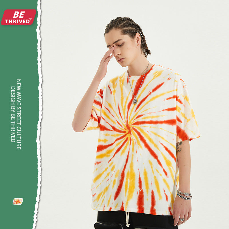 Men's Summer Loose Short Sleeves plus Size Retro Sports Top T-shirt Men's Top