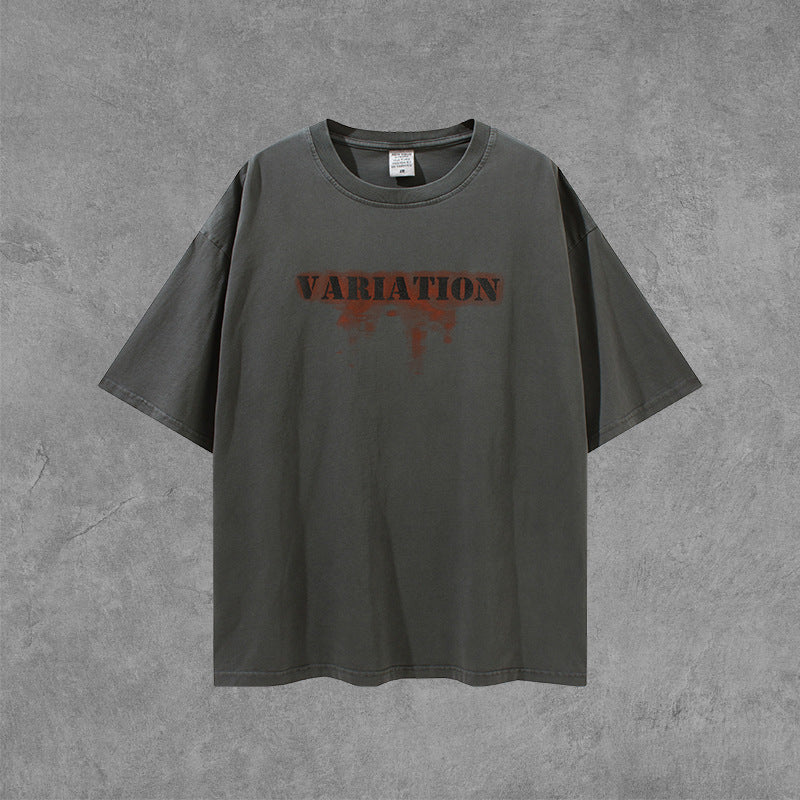 Men's Spring and Summer Large Size Top Loose Short Sleeve Casual Retro Sports T-shirt Men Top