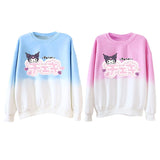 Kuromi Sweatshirt Long Sleeve Pullover Loose round Neck Gradient Color Top for Women