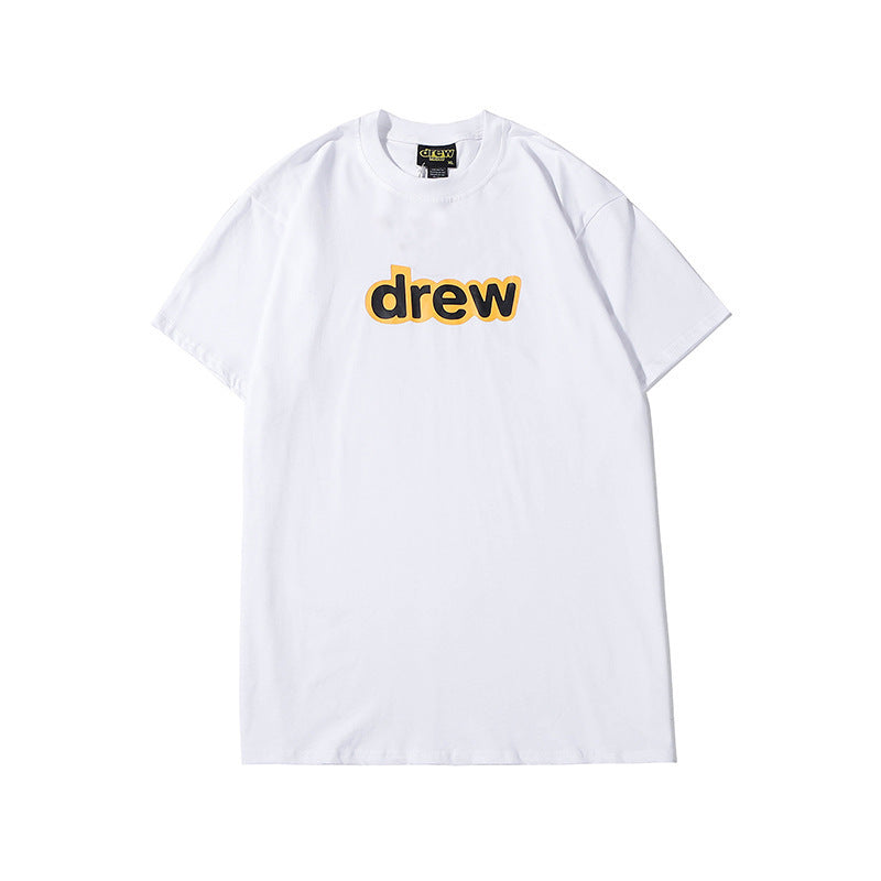 Justin Bieber Drew House T shirt Smiley round Neck Male and Female Couples Wear Letter Printed High Street Short Sleeve Tshirt