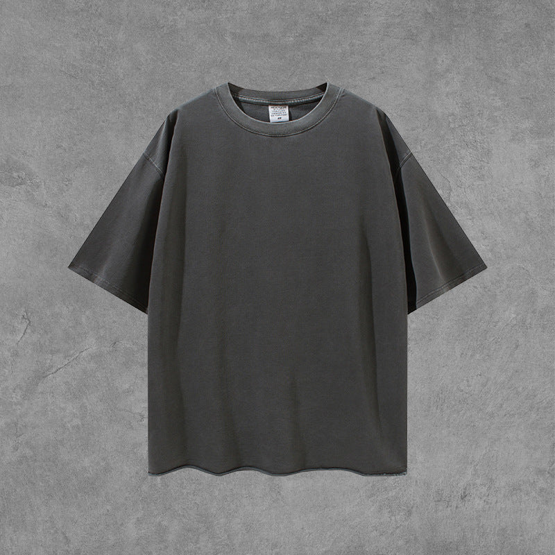 Men's Spring/Summer plus Size Loose Top Retro Sports Short-Sleeved T-shirt Suit Men Top