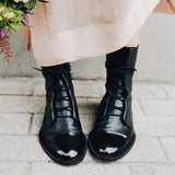 Coachella Festival Boots Low Heel round Toe Cross Strap Mid-Calf Women's Riding Boots