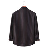 Men's Striped Long Sleeve Youth Fashion Business Casual Lining Large Size Retro Sports Men Shirt