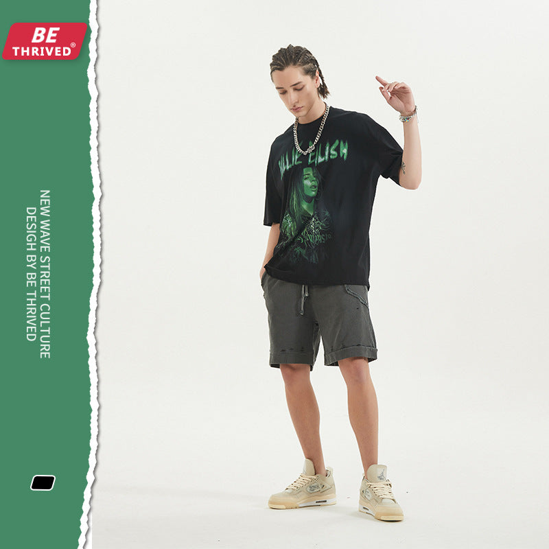 Men's Summer Short Sleeve plus Size Loose Sports Top Casual T-shirt Men's Men's Top