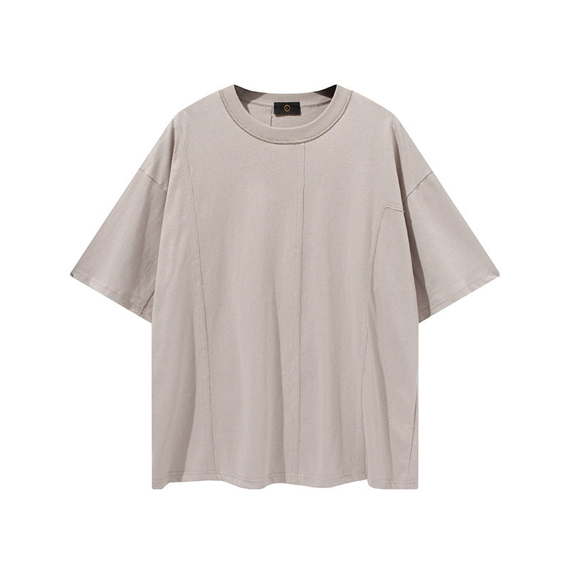 Men's Summer Large Size Loose Retro Sports Top Short Sleeve Solid Color T-shirt Men's Men Top