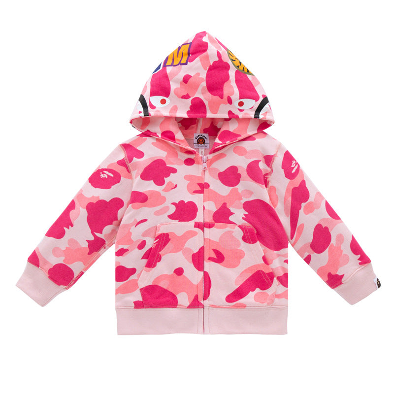 A Ape Print for Kids Hoodie BAPE WGM Camouflage Pattern Children's Clothing Terry Cardigan Sweater
