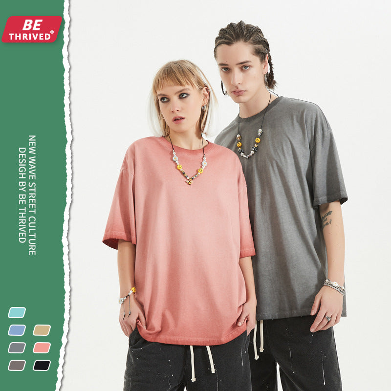 Men's Retro T-shirt High Street plus Size Loose Sports and Leisure Short Sleeve Infmen Top