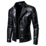 Men's Autumn plus Size Men's Lapel Men's Motorcycle Leather Jacket PU Leather Jacket Coat Men Winter Outfit Casual Fashion