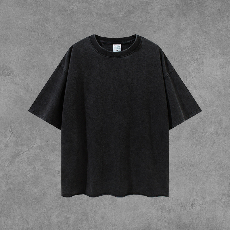 Men's Spring/Summer plus Size Loose Top Retro Sports Short-Sleeved T-shirt Suit Men Top