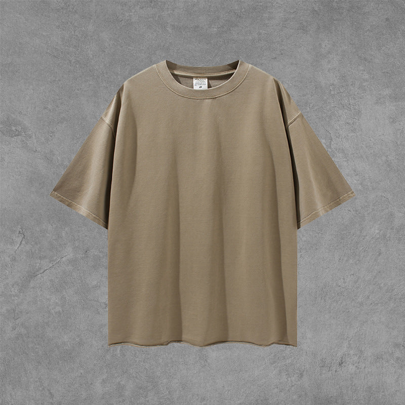 Men's Spring/Summer plus Size Loose Top Retro Sports Short-Sleeved T-shirt Suit Men Top