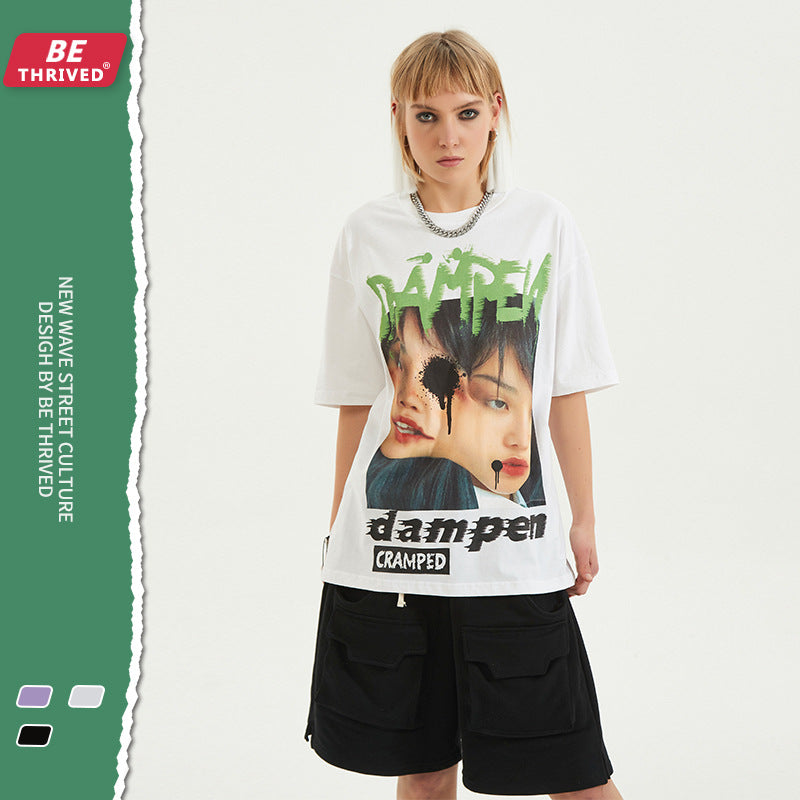 Men's Spring and Summer Large Size Loose Sports Top Casual Short-Sleeved T-shirt Men Top