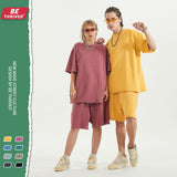 Men's Spring/Summer plus Size Loose Top Retro Sports Short-Sleeved T-shirt Suit Men Top