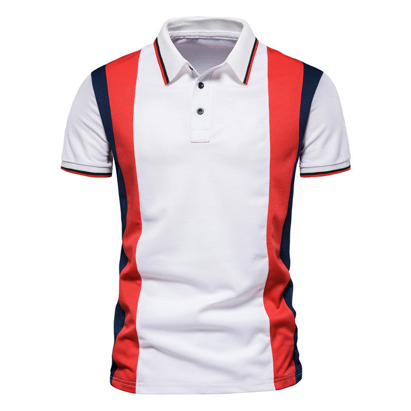 Men's Shirt Fashion Slim Fit Shirts Short Sleeve Shirt Large Size Casual Top Summer Men's Fashion Color Striped Short Sleeve Casual Polo Collar T-shirt Polo Shirt