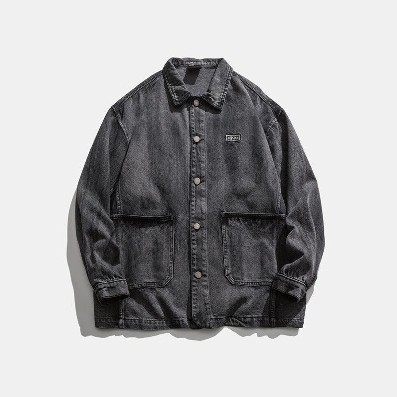 Men's Spring plus Size Retro Sports Coat Male Student Jacket Lapel Fashion Brand Neutral Top Washed Men Coat