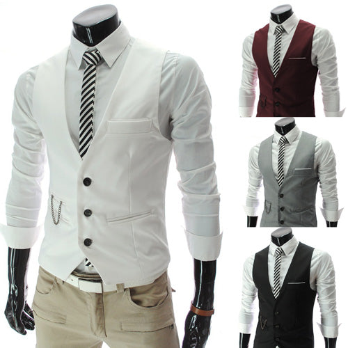 Tuxedo Vests Men's Suit Vest Business Casual Solid Color Vest