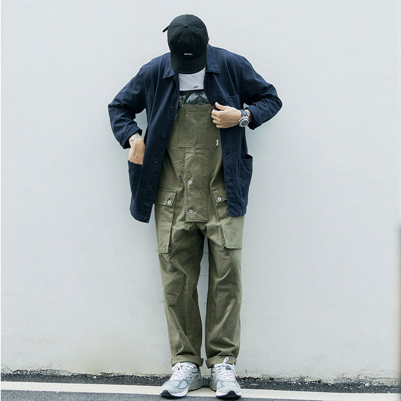 Casual Suspender Trousers Men's Trousers plus Size Retro Sports Trousers Overalls Loose Suspenders Men Denim Overalls