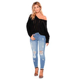 100 Cotton Jeans Women Ripped Denim Women's Pants Women's Cropped Pants