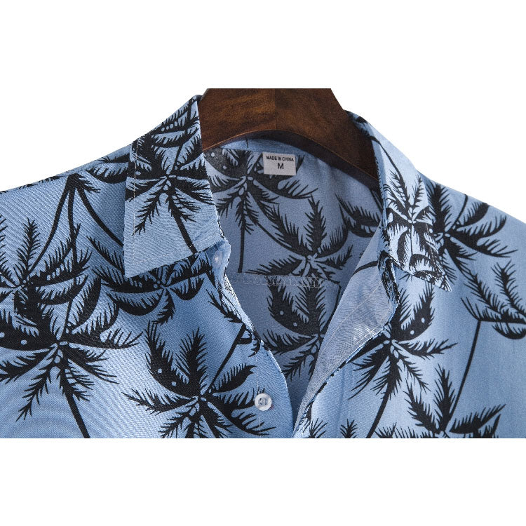 Men's Clothing Hawaiian Floral Men's Short Sleeve Fashion Printing Coconut Tree Casual plus Size Retro Sports Men Shirt