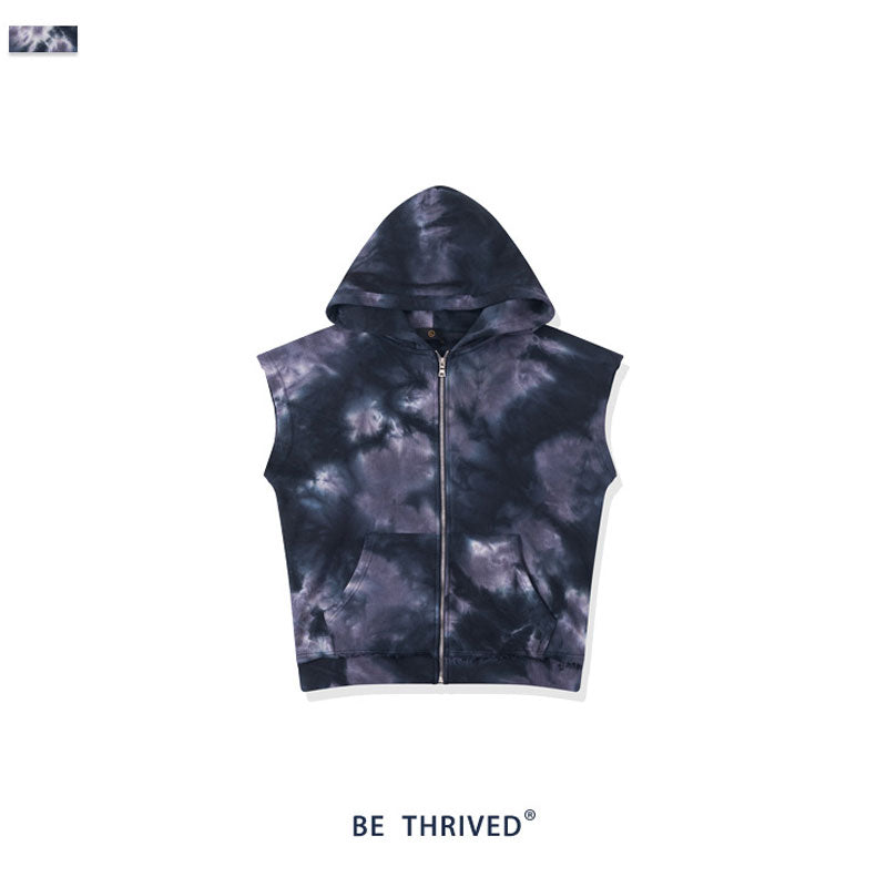 Men's Spring and Summer Loose Hooded plus Size Loose Retro Sports Vest Men Top