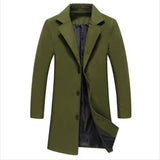 Men's Clothing plus Size Retro Sports Long Solid Color Single-Breasted Trench Coat plus Size Casual Style Coat Men Spring Trench Coat
