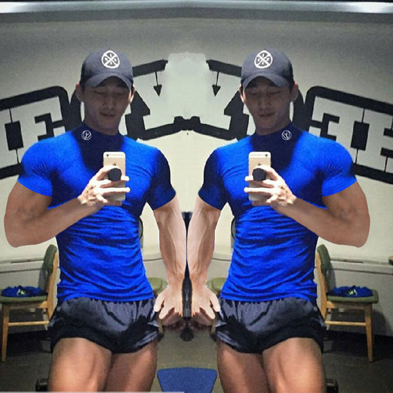 Slim Fit Muscle Gym Men T Shirt Men Rugged Style Workout Tee Tops Fashion Men T-shirt Fitness Tight Men's Sportswear Casual Men's Clothing