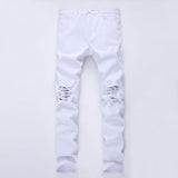 Distressed Jeans Deconstructed Jean Ripped Pants Kanye West Skinny Jeans Men's Slim Fit Elastic plus Size