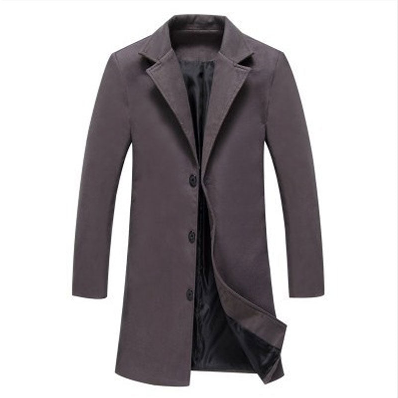 Men's Clothing plus Size Retro Sports Long Solid Color Single-Breasted Trench Coat plus Size Casual Style Coat Men Spring Trench Coat