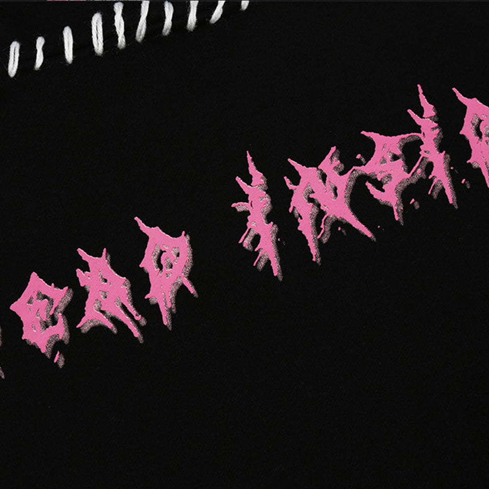 Character Print Sweater plus Size Retro Sports Coat Casual Long Sleeve Fleece Lined Sweatshirt Men Thermal Hoodie