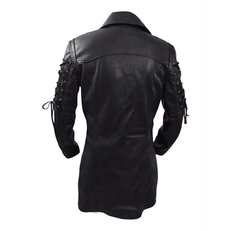 Leather Biker Coat Gothic Leather Jacket Men Pu Jackets Men's Motorcycle plus Size Lapels Leather Jacket Coat Casual Fashion