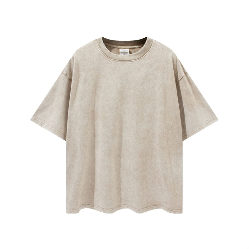 Men's Summer Solid Color Short-Sleeved T-shirt Men's Large Size Loose Retro Sports Top Men's Top