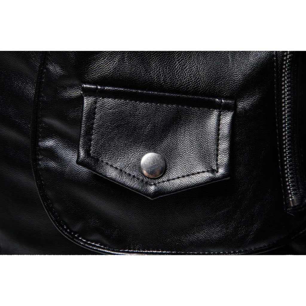 Men's Autumn plus Size Men's Lapel Men's Motorcycle Leather Jacket PU Leather Jacket Coat Men Winter Outfit Casual Fashion