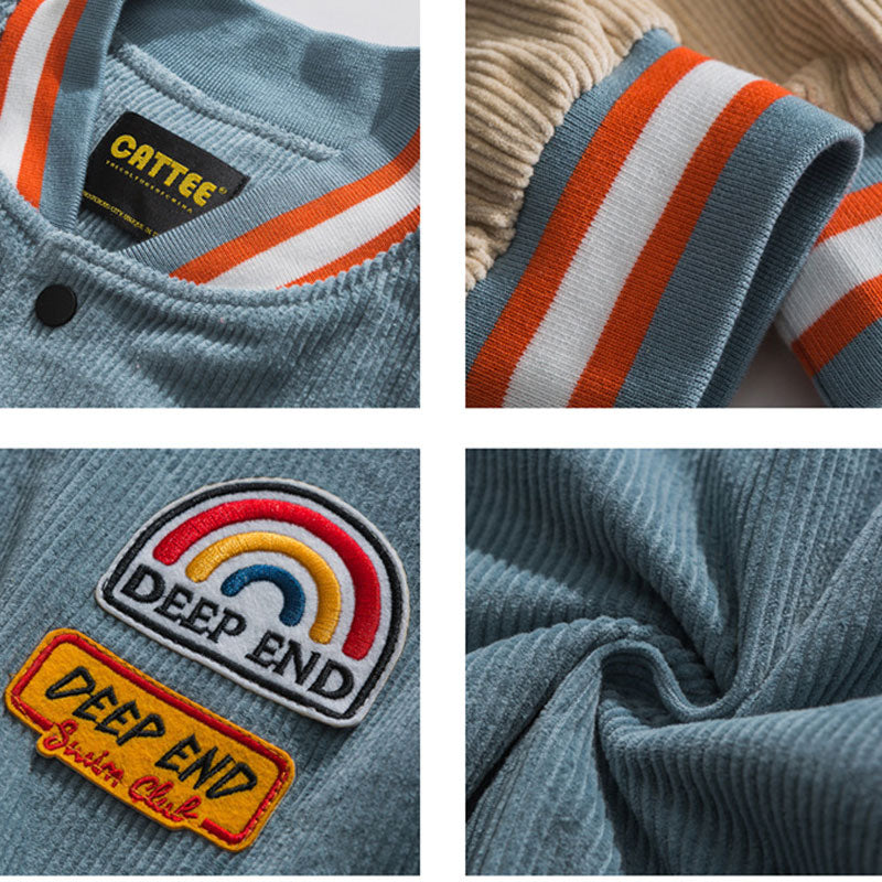Varsity Jacket for Men Baseball Jackets Autumn and Winter Corduroy Jacket Men's Casual Baseball Uniform Jacket