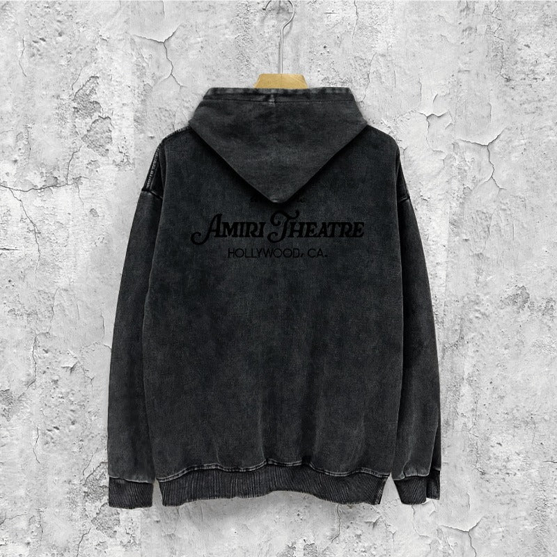 Amiri washed hoodie with strange letter washed and distressed printing