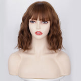 Women'S Wigs Straight Bangs Water Wave Bob Wig